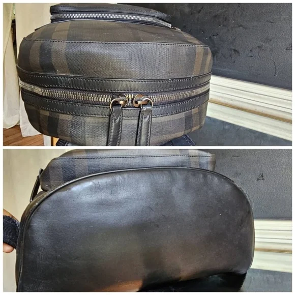 Authentic Burberry Marden Backpack London Check Coated Canvas with Leath…